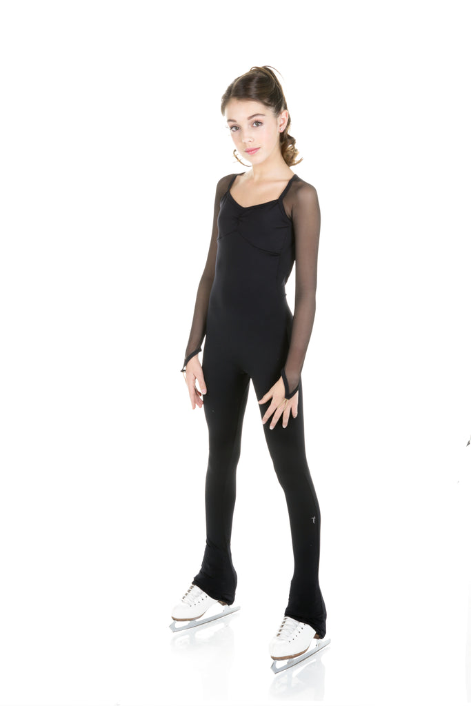 One Piece in Supplex with Mesh Long Sleeves - Black - House of Skates