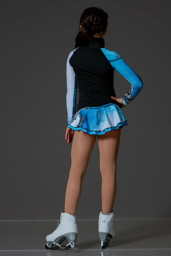 Training turtleneck with marbled turquoise long sleeves, back view – EliteXpression
Col roulé d'entraînement à manches longues turquoise marbré, vue de dos – EliteXpression
C250-TURMBL