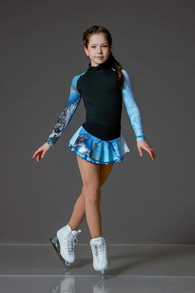 Training turtleneck with marbled turquoise long sleeves, front view – EliteXpression
Col roulé d'entraînement à manches longues turquoise marbré, vue de face – EliteXpression
C250-TURMBL