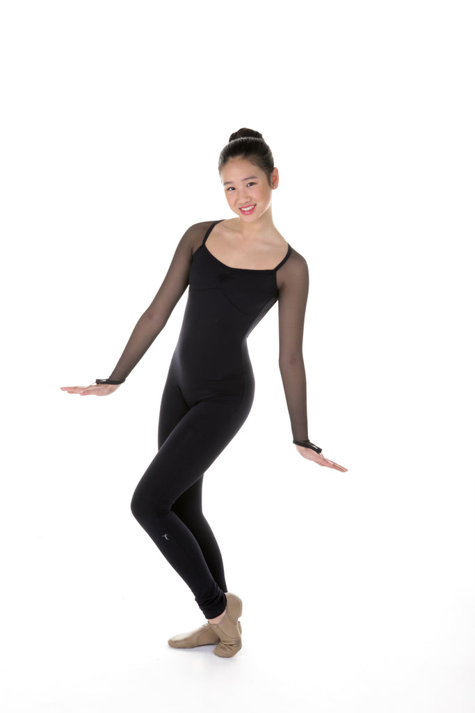One Piece in Supplex with Mesh Long Sleeves - Black - House of Skates