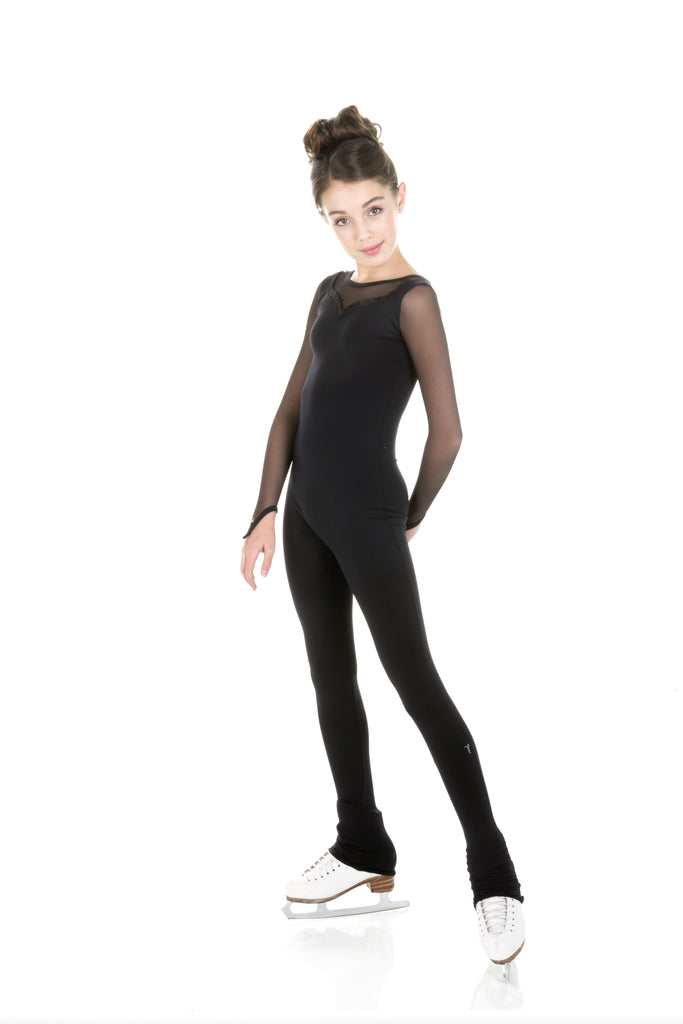 One Piece in Supplex with Mesh Long Sleeves -Black - House of Skates
