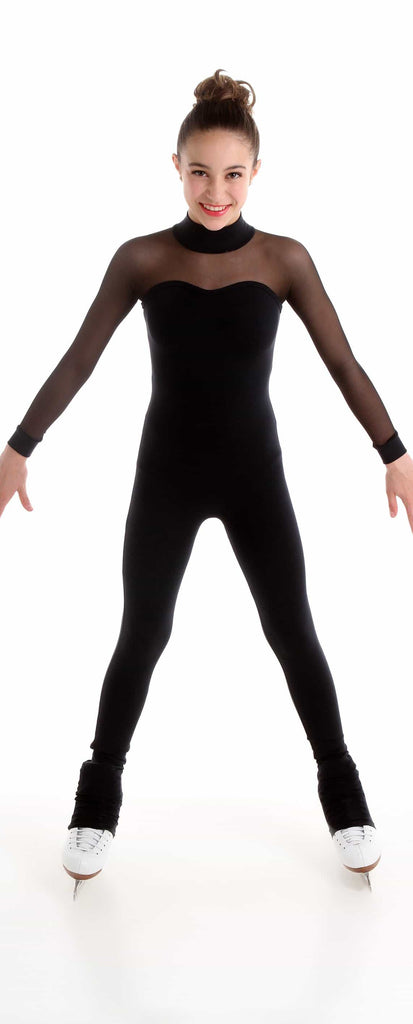 Black One piece with mesh sleeves - House of Skates
